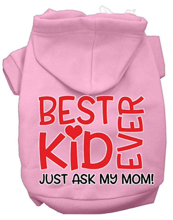 Ask My Mom Screen Print Dog Hoodie Light Pink XS